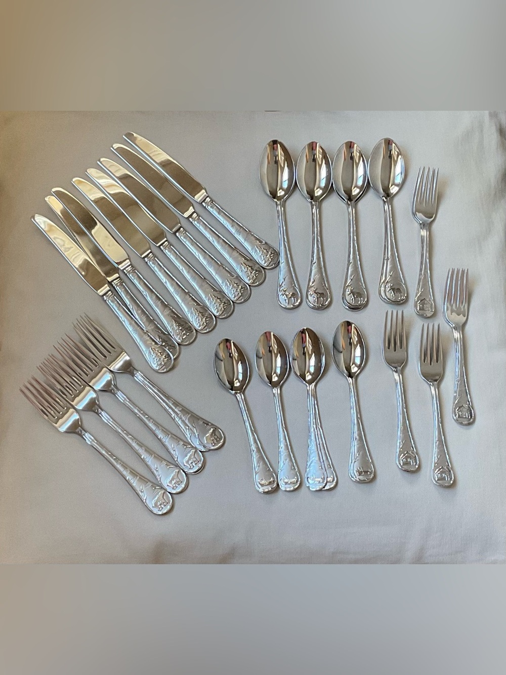 Cambridge Lodge Frost/Mountain Sand Stainless Steel Flatware Set Service for 8